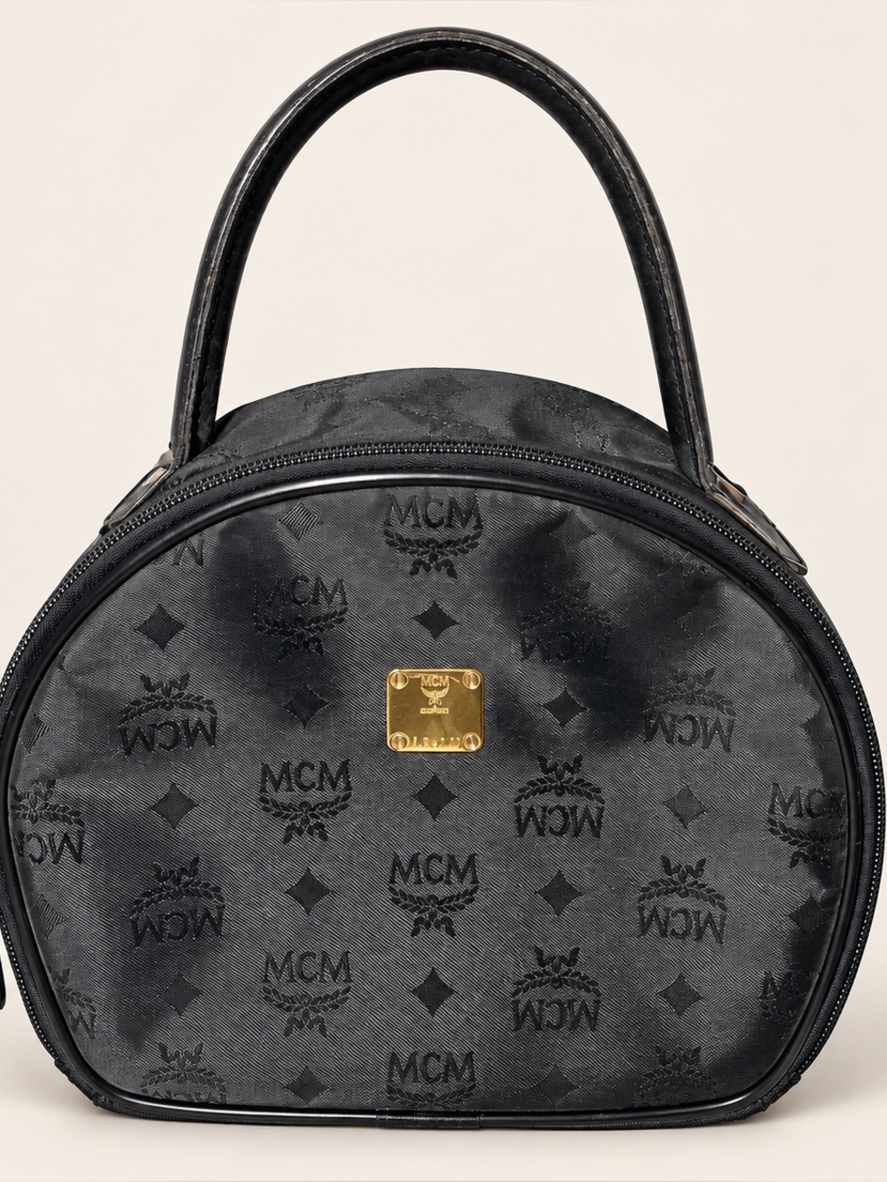 MCM Black Logo Dome Top-Handle Bag